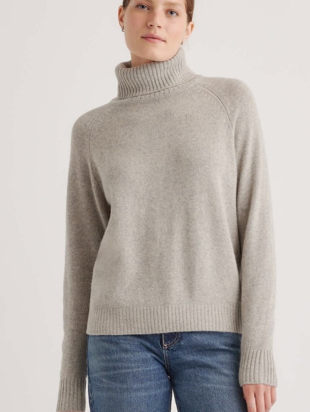 Quince 100% Yak Wool Cozy Heather Grey Turtleneck Sweater Medium